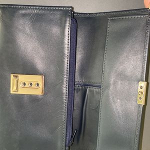 Leather Blue Clutch Wallet