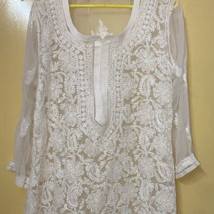 Premium White Georgette Chikankari Kurta