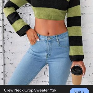 Crew Neck Crop Sweater Y2k Long Sleeve