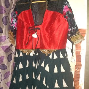 Long Anarkali Style Ethnic Shrug