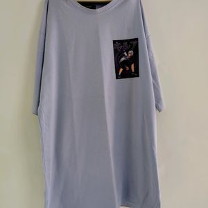 Blue Naruto Print Oversized Tshirt