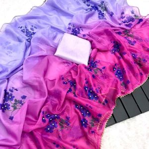 Beautiful Organza Handwork Saree