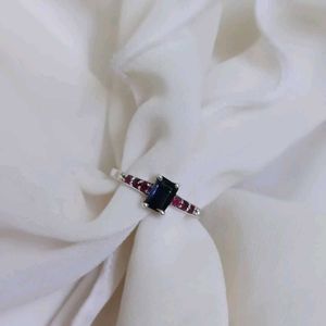 Pure Silver With Iolite And Ruby Stone