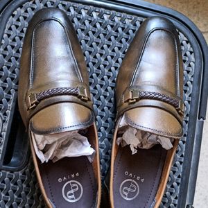 Genuine Leather Olive Patina Penny Loafers