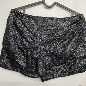 Women Black Sequene Glitter Shorts