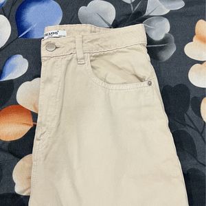 Beige Straight Fit New Jeans