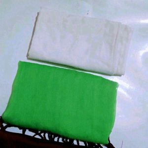 1 Winter Stole,2 Pure Cotton White & Green Dupatta