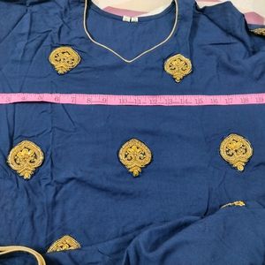 Party wear Blue Kurta With Golden Worked Butis