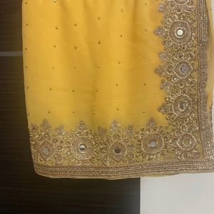 Heavy Yellow Saree For Haldi