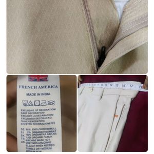 New Mens Cream Trouser