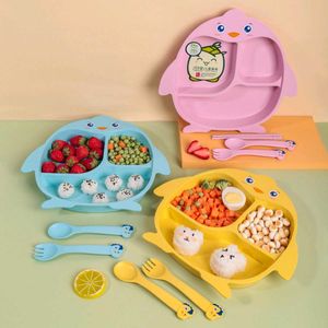 Cartoon Design Bamboo Fiber Feeding Set for Kids