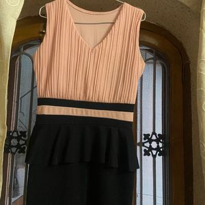 Peach Black Short Dress