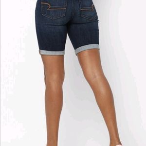 American Eagle Mid Rise Blue Bermuda Shorts.