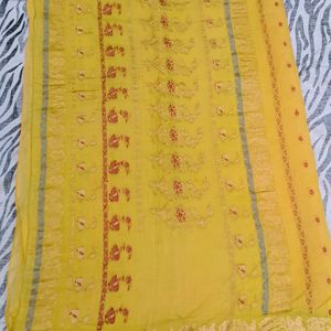 Gadwal yellow colour saree