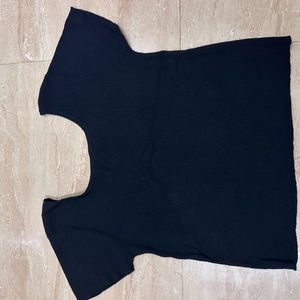 Black Buttoned Stretchable Top