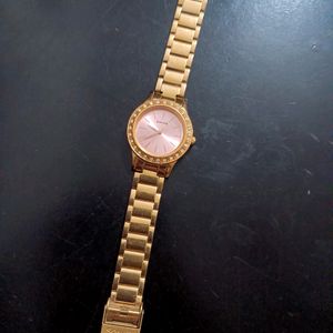 Sonata Women Watch(Gold) With Pink Dial