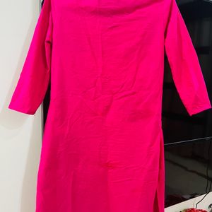 Pink Kurti With Embroidery Detailing