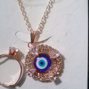 Beautiful Evil Eye Necklace With Tops.ring.bracele