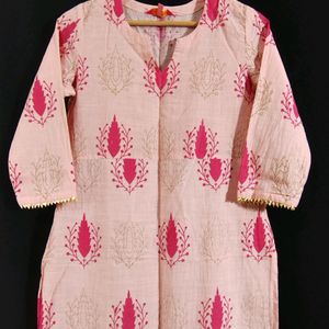 Light Pink Printed Kurti (Women)