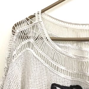 Gray Fishnet Knitted Mesh Crop Top