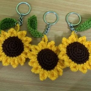 Crochet tulip And Sunflower Keychain Combo