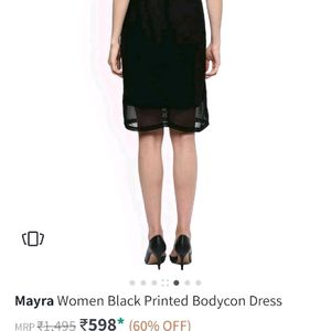 Mayra Unused Balck Printed Dress