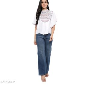 White Cotton High Neck Top