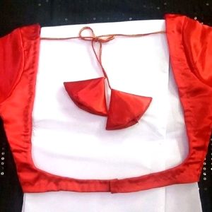 Non Padded Satin Backless Deep Neck Blouse