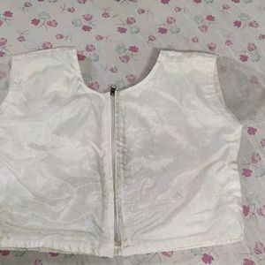Round Neck 36 Bust Off White Blouse