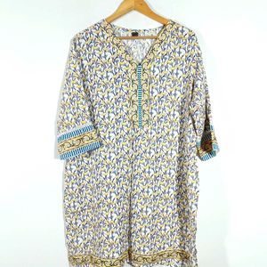 Off White Printed Kurta Set For Women's