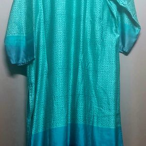 Pure silk Teal kurta with ombre pattern