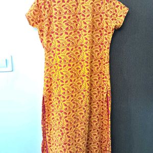 A Line Pink Yellow Kurta