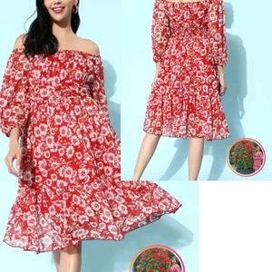 Antheaa Floral Cinched Waist Dress 🍒