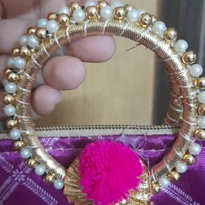 New And Trendy Bangle Bag With Pearl Work