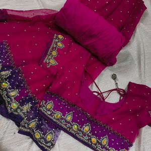 🔥SALE🔥 New Purple Heavy Work Saree