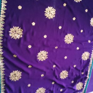 Purple Poonam Embroidery Saree