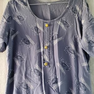 Light Weight Grey Printed Kurti