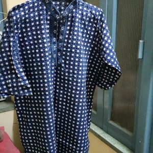 Navy Blue Printed Kurta