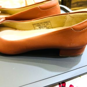 Women Tan Brown Bow Detail Ballerinas