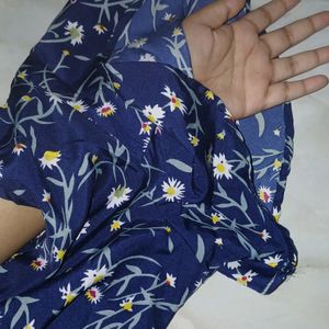 Floral Printed Navy Dress, M