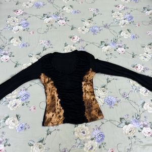 Black Leopard Top