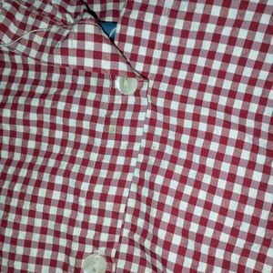 Chic Red & White Gingham Cotton Blend Crop Top -