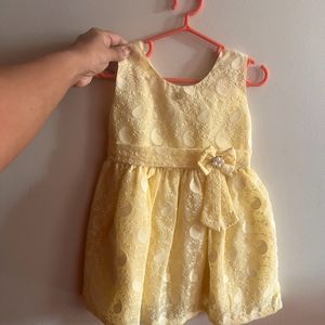 New Yellow Frock With Bow | Party | Occasional