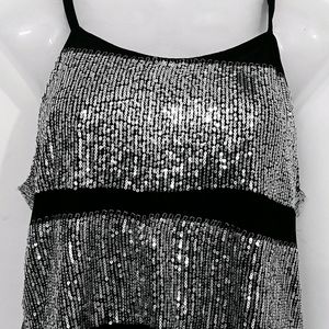 Silver & Black Sequence Top