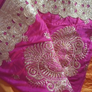 ROYAL ORANGISH PINK FESTIVE SAREE.