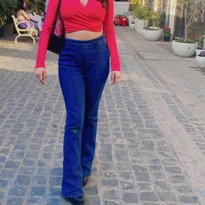 Fuscia Full Sleeves Crop Top