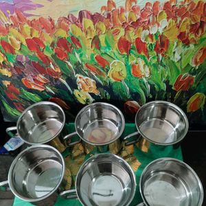 Double Wall Set Of 6 Stainless Steel Cups