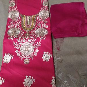 Beautiful Pink Party Wear Unstitched Suit