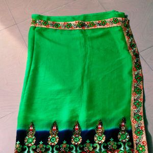 Green N Blue Colour Silk Saree 3d Embroidery