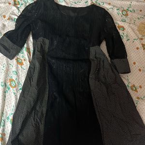 Pinterest Insp Checkered Cute Black kurti/Dress